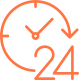 white clock with an arrow pointing downward next to the number